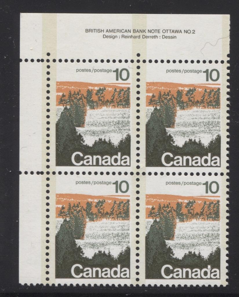 Canada #594viii (SG#702a) 10c Forest 1972-1978 Caricature Issue Type 2, Perf. 12.5 x 12, GT-2 OP-2 Tagging Paper Type 2 Plate 2 UL VF-84 NH Brixton Chrome 