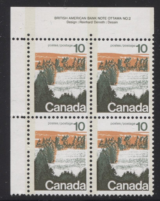 Canada #594viii (SG#702a) 10c Forest 1972-1978 Caricature Issue Type 2, Perf. 12.5 x 12, GT-2 OP-2 Tagging Paper Type 3 Plate 2 UL VF-80 NH Brixton Chrome 