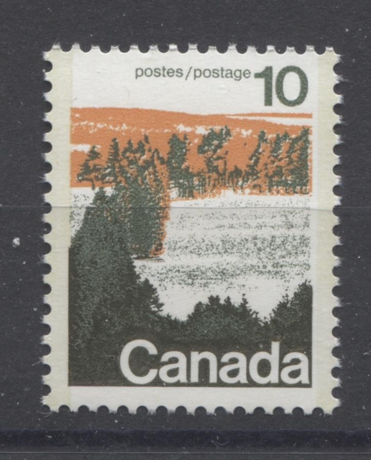 Canada #594viii (SG#702a) 10c Forest 1972-1978 Caricature Issue Type 2, Perf. 12.5 x 12, GT-2 OP-2 Tagging Paper Type 3 Plate 2 VF-75 NH Brixton Chrome 