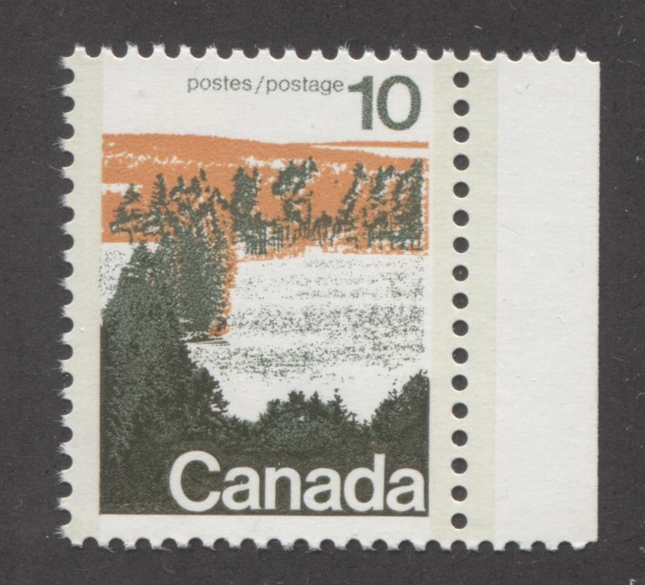Canada #594viii (SG#702a) 10c Forest 1972-1978 Caricature Issue Type 2, Perf. 12.5 x 12, GT-2 OP-2 Tagging Paper Type 3 Plate 2 VF-84 NH Brixton Chrome 