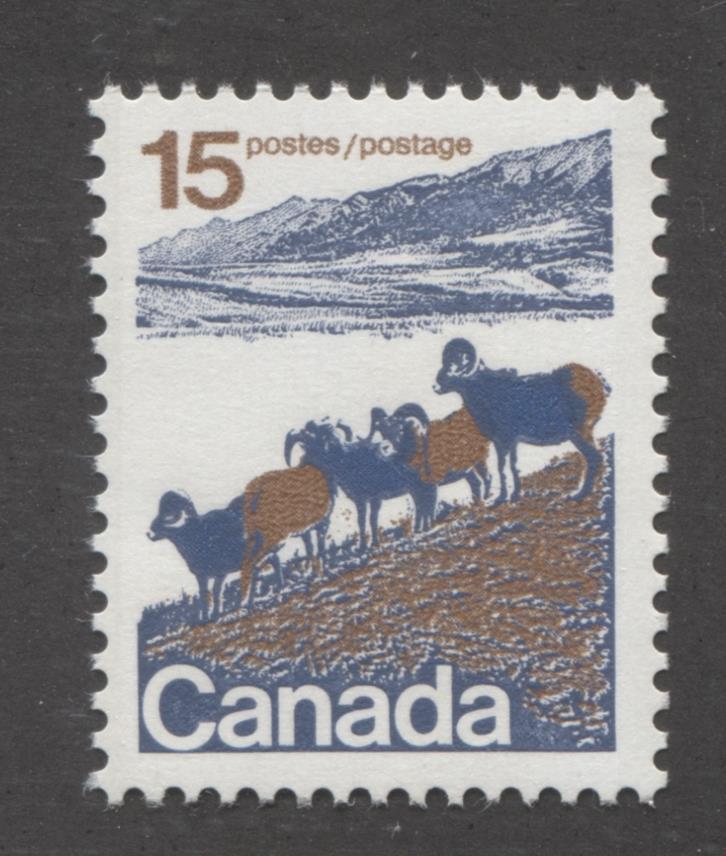 Canada #595 (SG#703) 15c Mountain Sheep 1972-1978 Caricature Issue Type 1, OP-4 Tag, Paper Type 1 VF-80 NH Brixton Chrome 