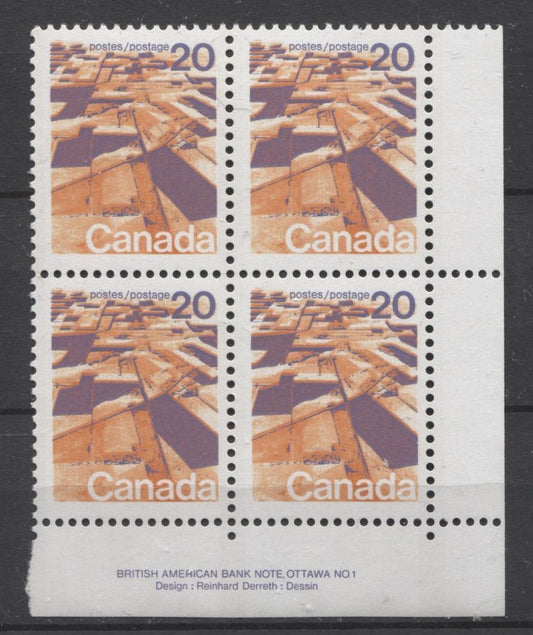 Canada #596 (SG#704) 20c Prairies 1972-1978 Caricature Issue GT-2 Migrated OP-4 Tagging, Ribbed Paper Plate 1 LR VF-75 NH Brixton Chrome 