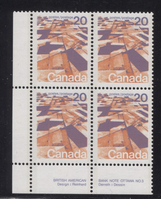 Canada #596aiii (SG#704a) 20c Prairies 1972-1978 Caricature Issue Perf. 13.3 MF Paper Type 4 Plate 3 LL VF-75 NH Brixton Chrome 