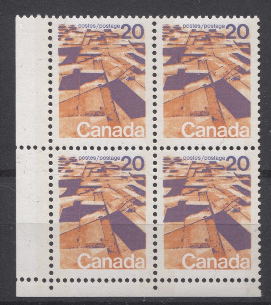 Canada #596vii (SG#704p) 20c Prairies 1972-1978 Caricature Issue W2B Tagging, Ribbed Paper Type 1 Blank LL VF-75 NH Brixton Chrome 
