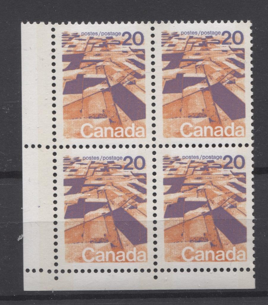 Canada #596vii (SG#704p) 20c Prairies 1972-1978 Caricature Issue W2B Tagging, Ribbed Paper Type 1 Blank LL VF-84 NH Brixton Chrome 