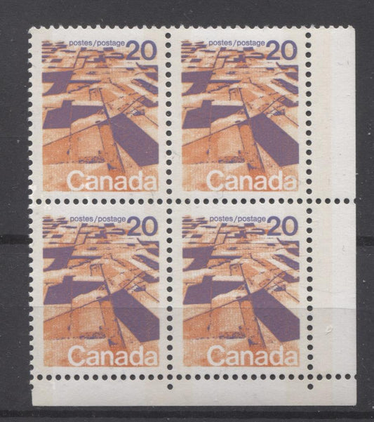 Canada #596vii (SG#704p) 20c Prairies 1972-1978 Caricature Issue W2B Tagging, Ribbed Paper Type 1 Blank LR VF-80 NH Brixton Chrome 