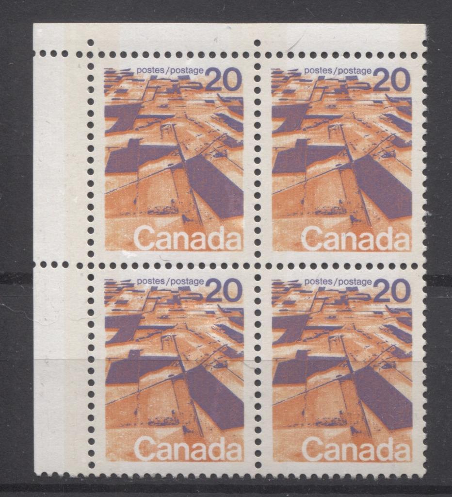Canada #596vii (SG#704p) 20c Prairies 1972-1978 Caricature Issue W2B Tagging, Ribbed Paper Type 1 Blank UL VF-84 NH Brixton Chrome 