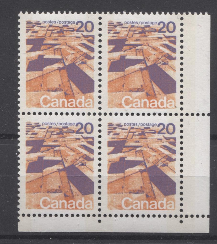 Canada #596vii (SG#704p) 20c Prairies 1972-1978 Caricature Issue W2B Tagging, Ribbed Paper Type 2 Blank LR VF-75 NH Brixton Chrome 