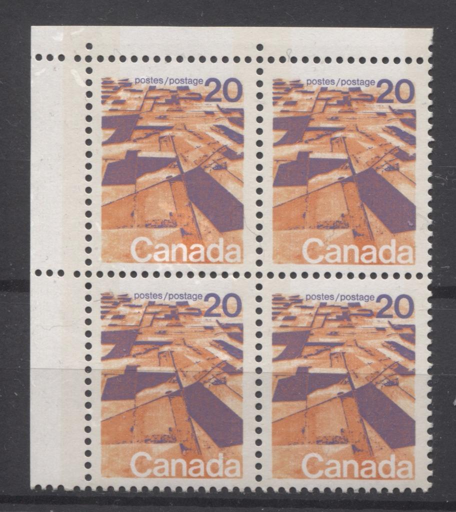 Canada #596vii (SG#704p) 20c Prairies 1972-1978 Caricature Issue W2B Tagging, Ribbed Paper Type 2 Blank UL VF-75 NH Brixton Chrome 