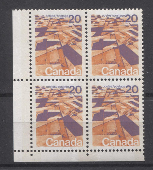 Canada #596vii (SG#704p) 20c Prairies 1972-1978 Caricature Issue W2B Tagging, Ribbed Paper Type 4 Blank LL VF-80 NH Brixton Chrome 