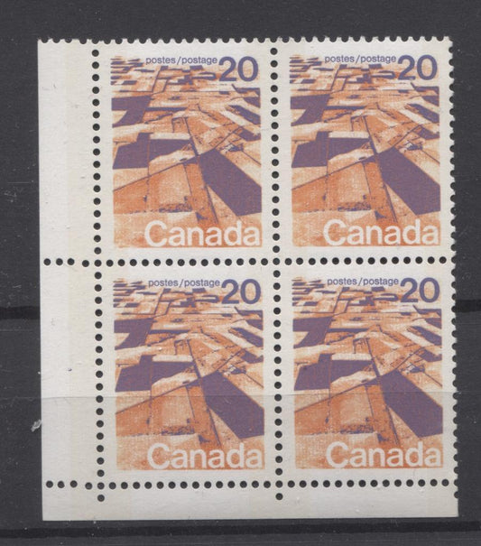 Canada #596vii (SG#704p) 20c Prairies 1972-1978 Caricature Issue W2B Tagging, Ribbed Paper Type 4 Blank LL VF-84 NH Brixton Chrome 
