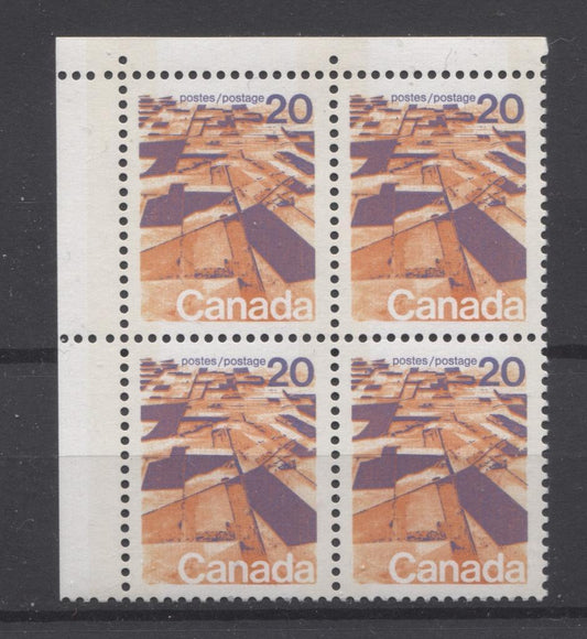 Canada #596vii (SG#704p) 20c Prairies 1972-1978 Caricature Issue W2B Tagging, Ribbed Paper Type 5 Blank UL VF-80 NH Brixton Chrome 