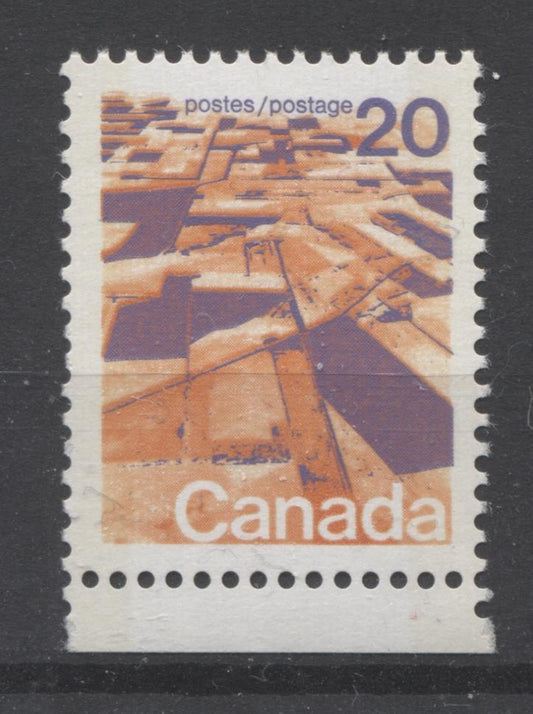 Canada #596vii (SG#704p) 20c Prairies 1972-1978 Caricature Issue W2B Tagging, Ribbed Paper Type 5 VF-75 NH Brixton Chrome 