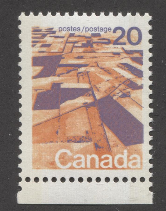 Canada #596vii (SG#704p) 20c Prairies 1972-1978 Caricature Issue W2B Tagging, Ribbed Paper Type 6 F-70 NH Brixton Chrome 