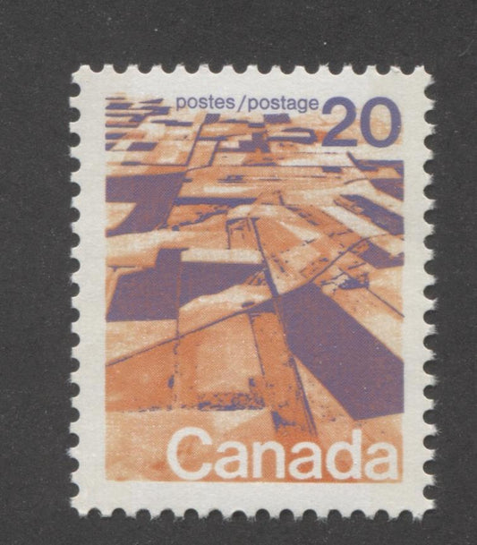 Canada #596vii (SG#704p) 20c Prairies 1972-1978 Caricature Issue W2B Tagging, Ribbed Paper Type 6 VF-75 NH Brixton Chrome 