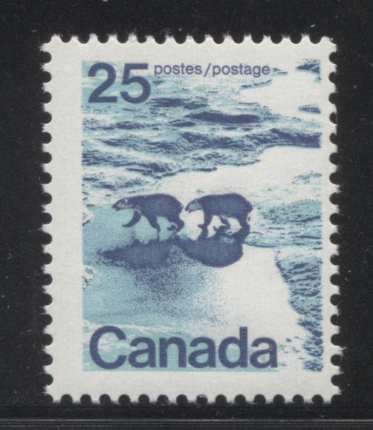 Canada #597 (SG#705) 25c Polar Bears 1972-1978 Caricature Issue GT-2 OP-4 Tagging Paper Type 2 F-70 NH Brixton Chrome 