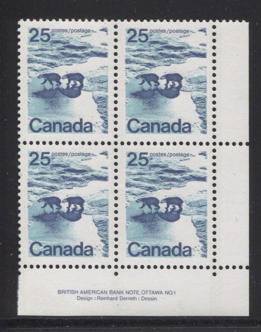 Canada #597 (SG#705) 25c Polar Bears 1972-1978 Caricature Issue GT-2 OP-4 Tagging Paper Type 5 Plate 1 LR VF-75 NH Brixton Chrome 