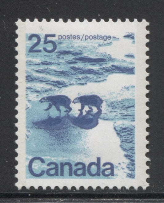 Canada #597a (SG#705b) 25c Polar Bears 1972-1978 Caricature Issue, Type 2, Perf. 13.3, GT-2 OP-2 Tagging DF/LF Paper Type 1 VF-75 NH Brixton Chrome 