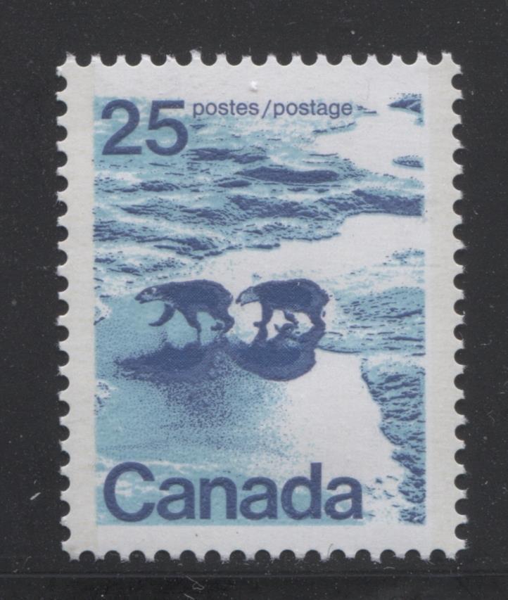 Canada #597a (SG#705b) 25c Polar Bears 1972-1978 Caricature Issue, Type 2, Perf. 13.3, GT-2 OP-2 Tagging DF/LF Paper Type 1 VF-80 NH Brixton Chrome 