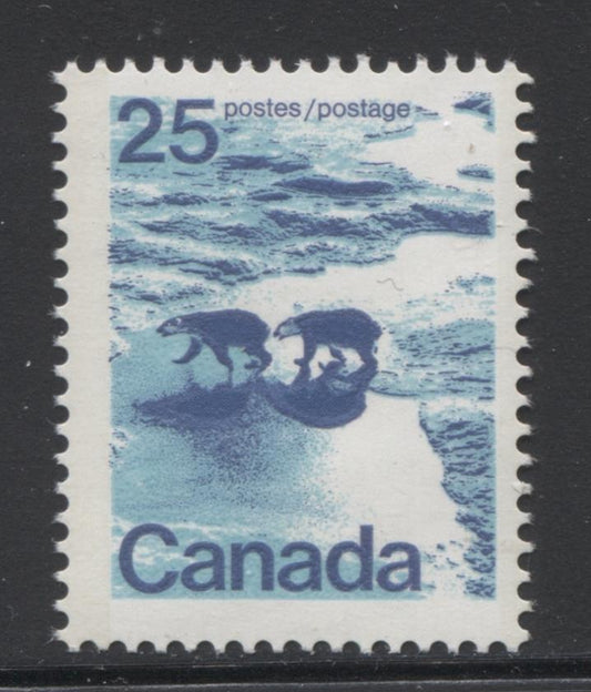 Canada #597ai (SG#705b) 25c Polar Bears 1972-1978 Caricature Issue, Type 2, Perf. 13.3, GT-2 OP-2 Tagging NF/DF Paper Type 1 F-70 NH Brixton Chrome 