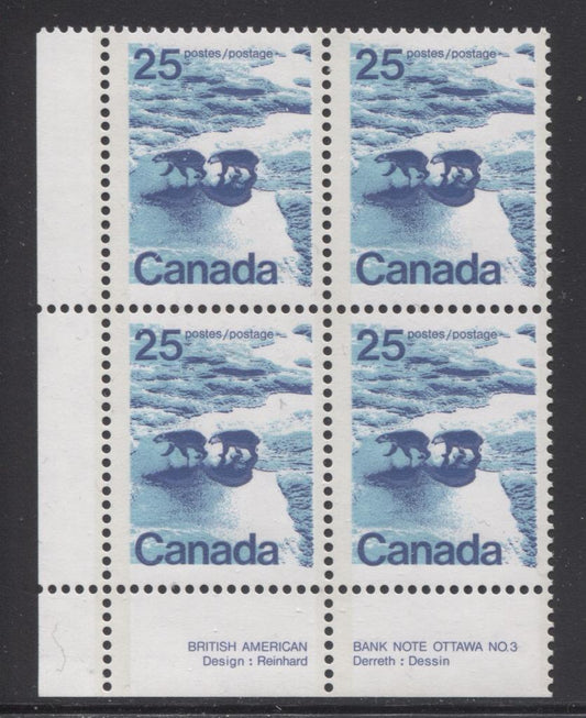 Canada #597ai (SG#705b) 25c Polar Bears 1972-1978 Caricature Issue, Type 2, Perf. 13.3, GT-2 OP-2 Tagging NF/DF Paper Type 4 Plate 3 LL F-70 NH Brixton Chrome 