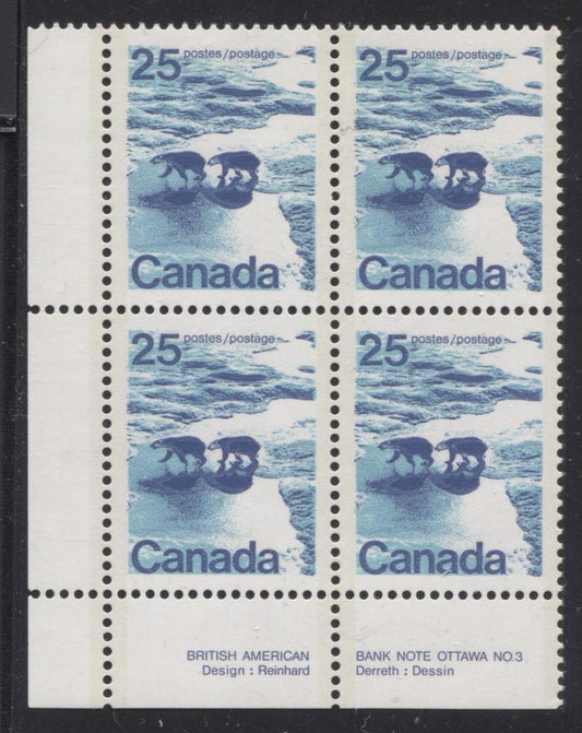 Canada #597aii (SG#705b) 25c Polar Bears 1972-1978 Caricature Issue GT-2 OP-2 Tagging DF/MF Paper Type 1 Plate 3 LL VF-84 NH Brixton Chrome 