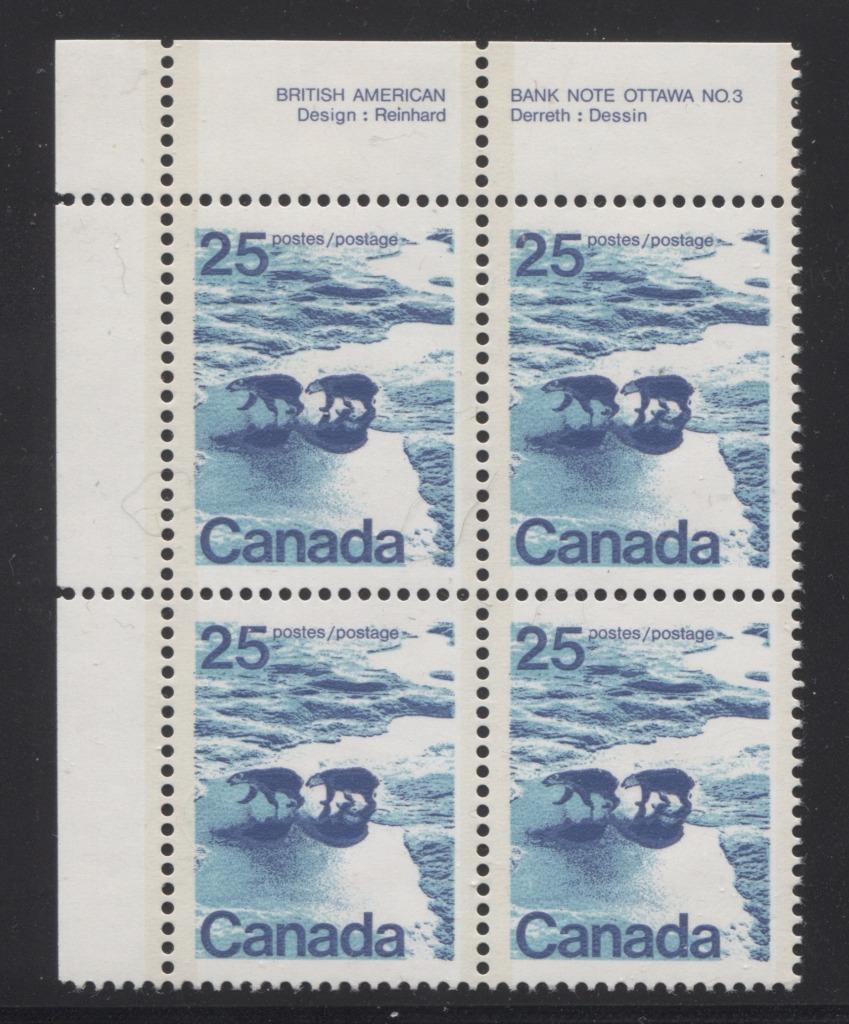 Canada #597aii (SG#705b) 25c Polar Bears 1972-1978 Caricature Issue GT-2 OP-2 Tagging DF/MF Paper Type 1 Plate 3 UL VF-84 NH Brixton Chrome 