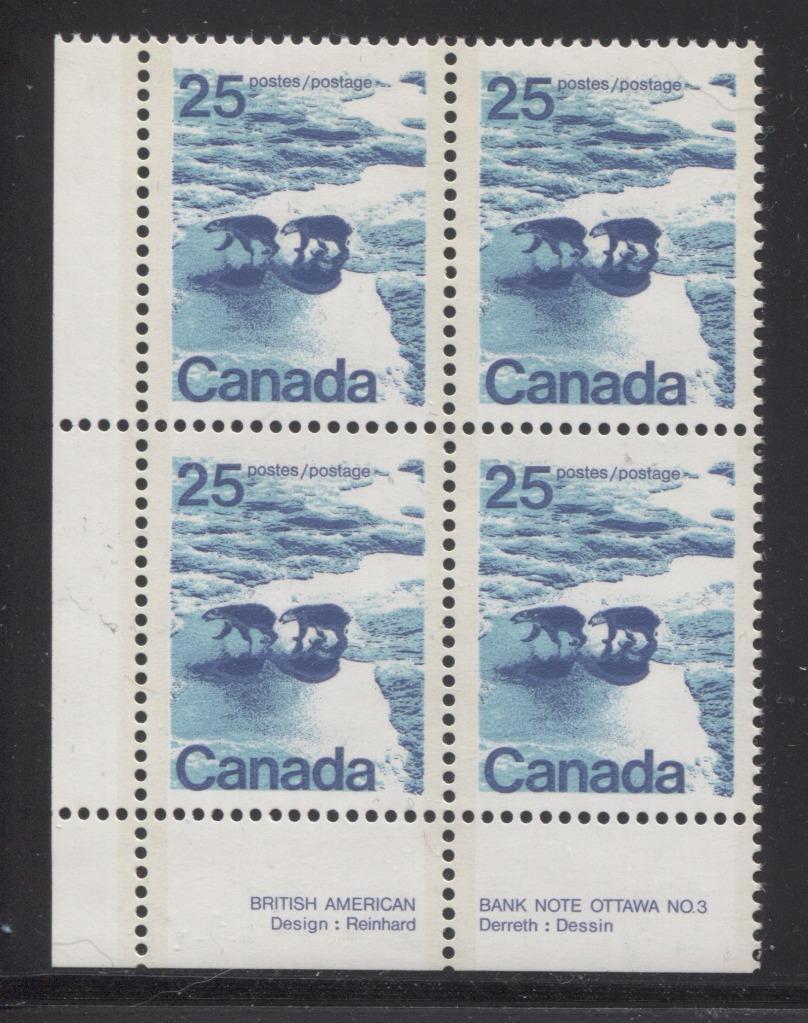 Canada #597aii (SG#705b) 25c Polar Bears 1972-1978 Caricature Issue GT-2 OP-2 Tagging DF/MF Paper Type 7 Plate 3 LL VF-80 NH Brixton Chrome 