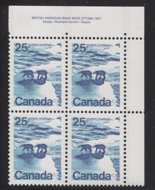 Canada #597ii (SG#705) 25c Polar Bears 1972-1978 Caricature Issue 3 mm GT-2 OP-2 Tagging, Ribbed Paper/Ink Type 4 Plate 1 UR VF-84 NH Brixton Chrome 