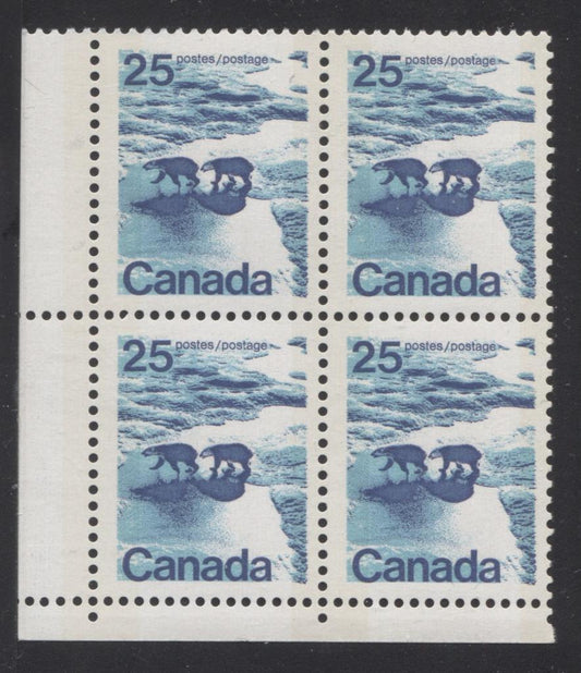 Canada #597iii (SG#705p) 25c Polar Bears 1972-1978 Caricature Issue W2B Tagging, Ribbed Paper/Ink Type 1 Blank LL F-70 NH Brixton Chrome 