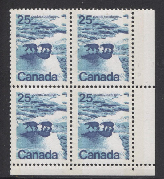 Canada #597iii (SG#705p) 25c Polar Bears 1972-1978 Caricature Issue W2B Tagging, Ribbed Paper/Ink Type 1 Blank LR F-70 NH Brixton Chrome 