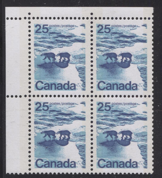 Canada #597iii (SG#705p) 25c Polar Bears 1972-1978 Caricature Issue W2B Tagging, Ribbed Paper/Ink Type 1 Blank UL VF-75 NH Brixton Chrome 