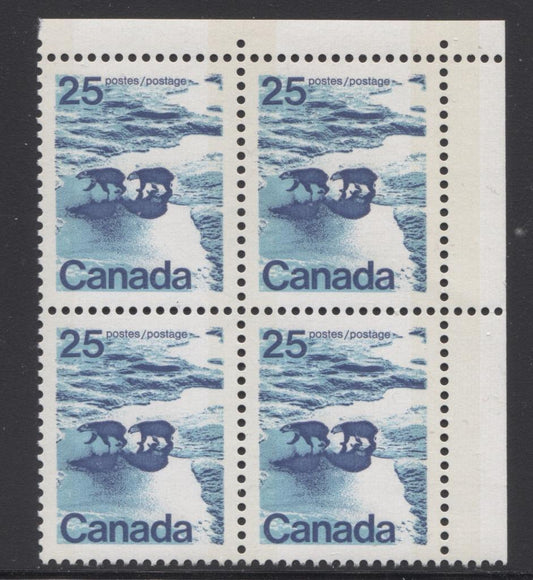 Canada #597iii (SG#705p) 25c Polar Bears 1972-1978 Caricature Issue W2B Tagging, Ribbed Paper/Ink Type 1 Blank UR VF-80 NH Brixton Chrome 