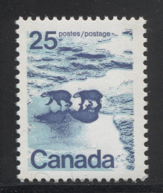Canada #597iii (SG#705p) 25c Polar Bears 1972-1978 Caricature Issue W2B Tagging, Ribbed Paper/Ink Type 3 VF-75 NH Brixton Chrome 