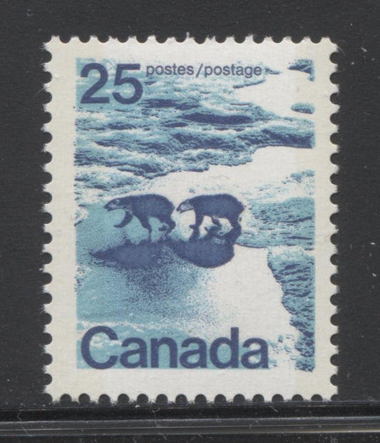 Canada #597iii (SG#705p) 25c Polar Bears 1972-1978 Caricature Issue W2B Tagging, Ribbed Paper/Ink Type 6 VF-75 NH Brixton Chrome 