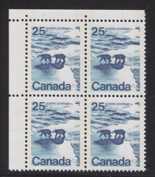 Canada #597iii (SG#705p) 25c Polar Bears 1972-1978 Caricature Issue W2B Tagging, Ribbed Paper/Ink Type 9 Blank UL VF-80 NH Brixton Chrome 