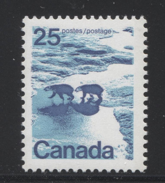 Canada #597vi (SG#705) 25c Polar Bears 1972-1978 Caricature Issue, Type 1, 3 mm GT-2 OP-2 Tagging Smooth LF Paper/Ink Type 8 VF-75 NH Brixton Chrome 