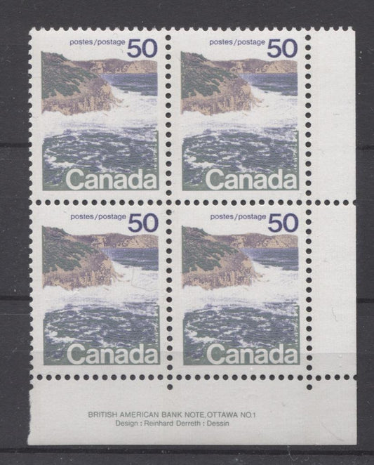 Canada #598 (SG#706) 50c Seashore 1972-1978 Caricature Issue, Type 1, GT-2 Migrated OP-4 Tagging, Ribbed Paper Plate 1 LR VF-75 NH Brixton Chrome 
