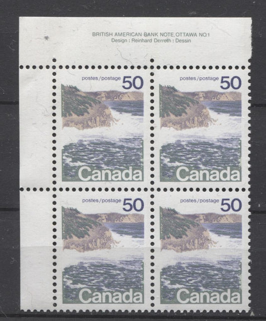Canada #598 (SG#706) 50c Seashore 1972-1978 Caricature Issue, Type 1, GT-2 Migrated OP-4 Tagging, Ribbed Paper Plate 1 UL VF-84 NH Brixton Chrome 