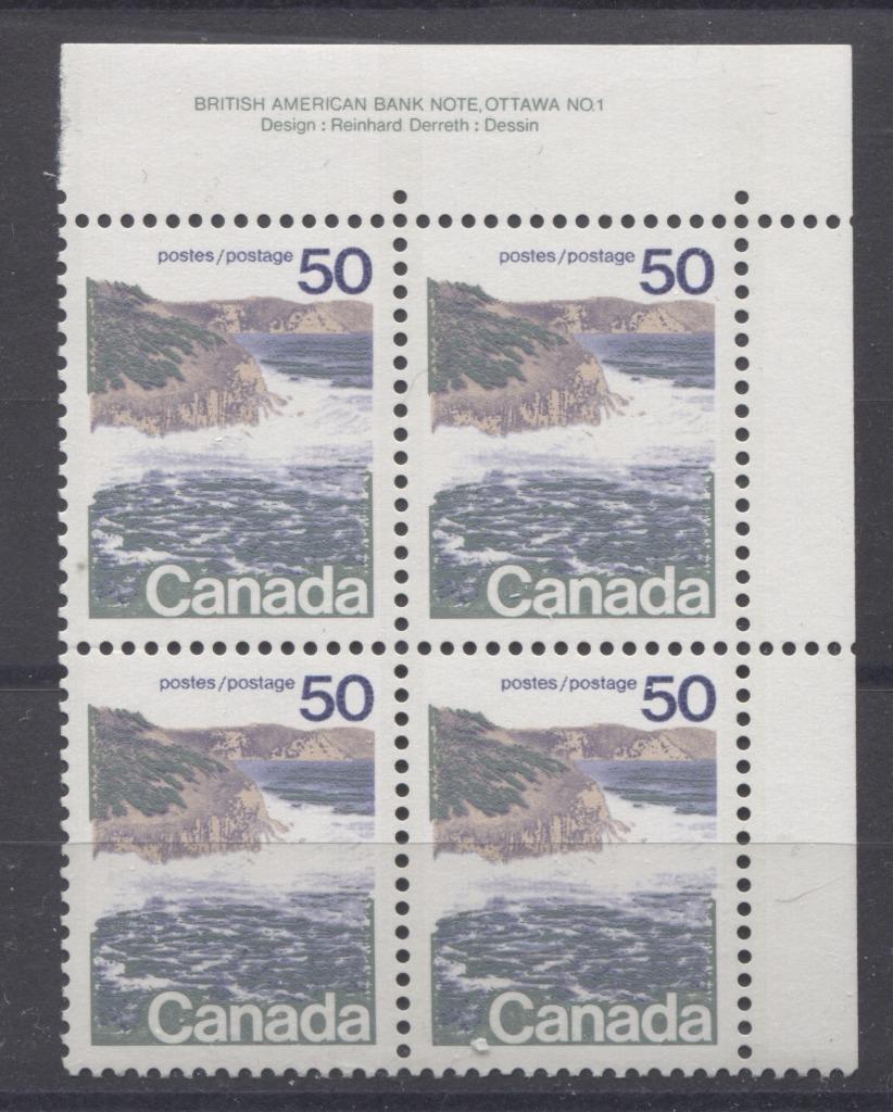 Canada #598 (SG#706) 50c Seashore 1972-1978 Caricature Issue, Type 1, GT-2 Migrated OP-4 Tagging, Ribbed Paper Plate 1 UR VF-84 NH Brixton Chrome 
