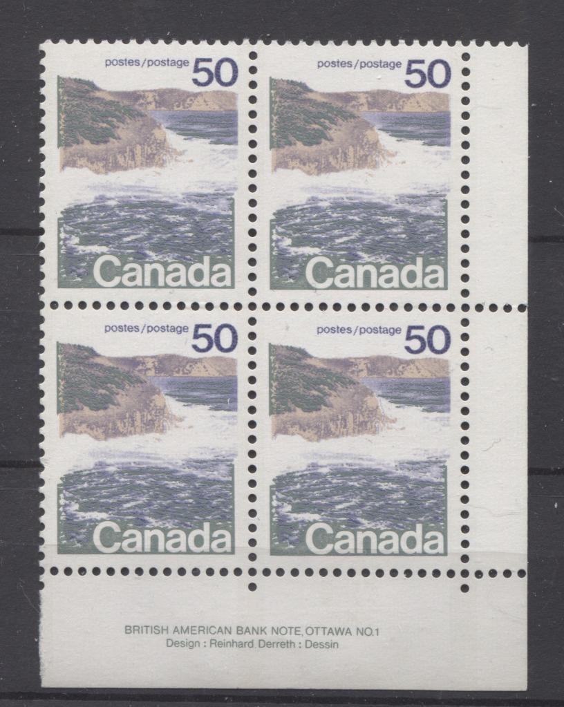 Canada #598 (SG#706) 50c Seashore 1972-1978 Caricature Issue Type 1, GT-2 OP-4 Tagging, Ribbed Paper Type 10 Plate 1 LR VF-84 NH Brixton Chrome 