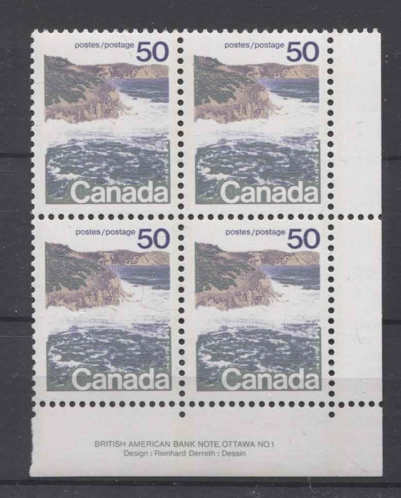 Canada #598 (SG#706) 50c Seashore 1972-1978 Caricature Issue Type 1, GT-2 OP-4 Tagging, Ribbed Paper Type 3 Plate 1 LR VF-75 NH Brixton Chrome 