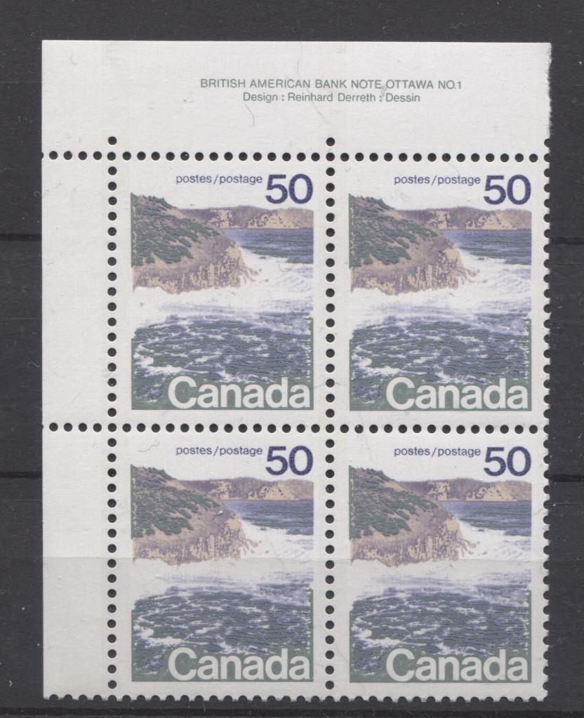 Canada #598 (SG#706) 50c Seashore 1972-1978 Caricature Issue Type 1, GT-2 OP-4 Tagging, Ribbed Paper Type 6 Plate 1 UL VF-80 NH Brixton Chrome 