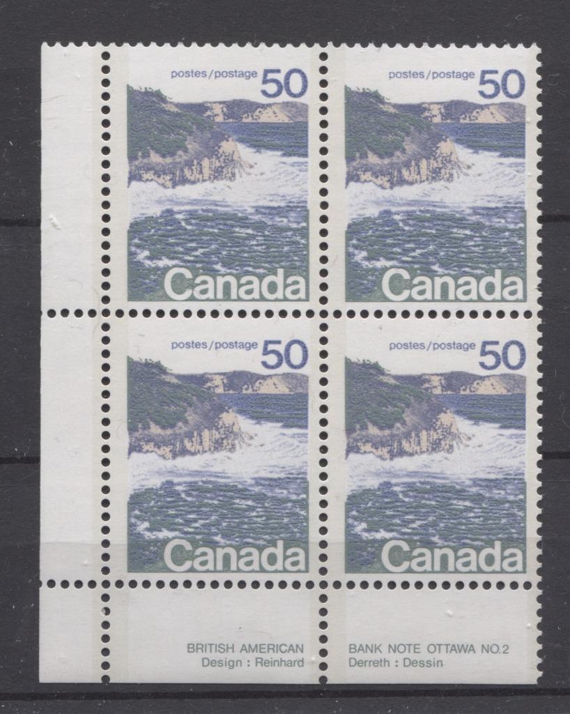 Canada #598a (SG#706a) 50c Seashore 1972-1978 Caricature Issue Type 2, Perf. 13.3, DF Paper Type 1 Plate 2 LL F-70 NH Brixton Chrome 