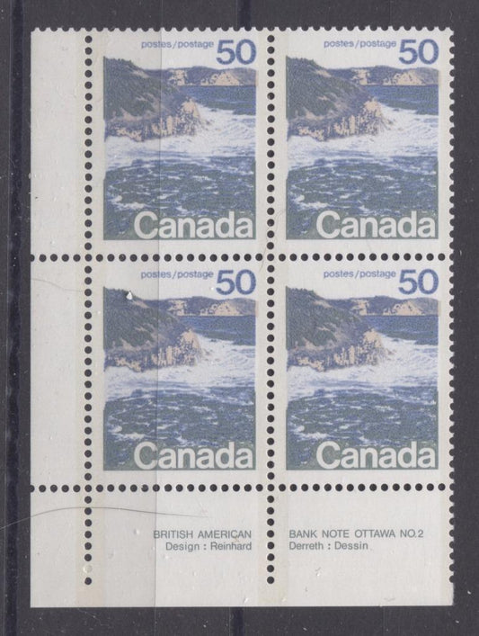 Canada #598a (SG#706a) 50c Seashore 1972-1978 Caricature Issue Type 2, Perf. 13.3, DF Paper Type 10 Plate 2 LL VF-80 NH Brixton Chrome 