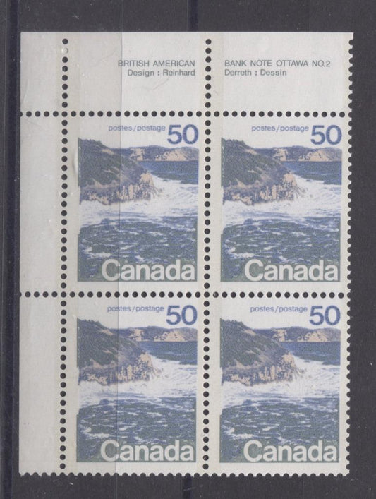 Canada #598a (SG#706a) 50c Seashore 1972-1978 Caricature Issue Type 2, Perf. 13.3, DF Paper Type 10 Plate 2 UL F-70 NH Brixton Chrome 