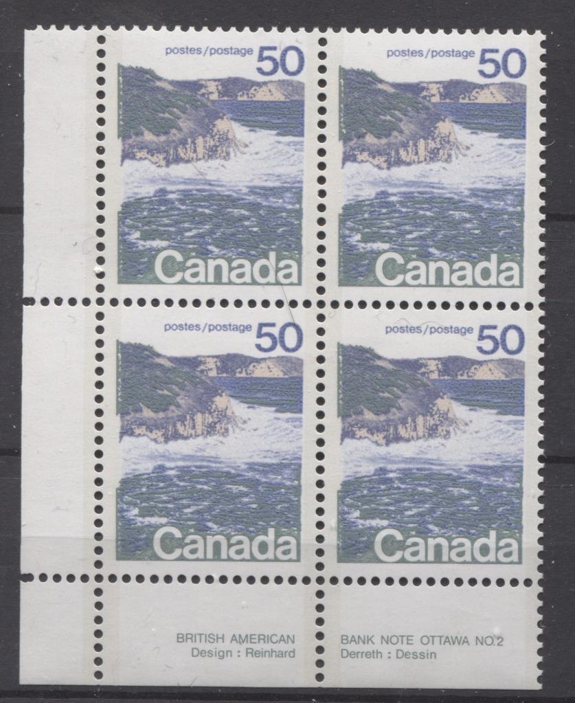 Canada #598a (SG#706a) 50c Seashore 1972-1978 Caricature Issue Type 2, Perf. 13.3, DF Paper Type 6 Plate 2 LL VF-84 NH Brixton Chrome 
