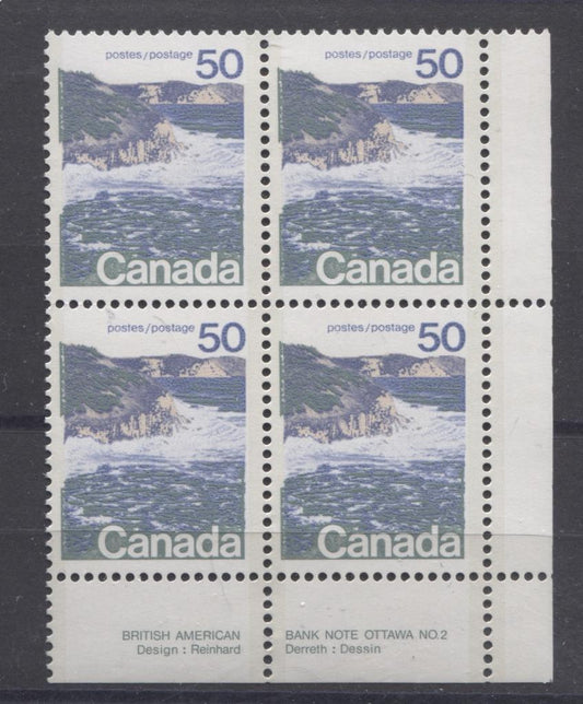 Canada #598a (SG#706a) 50c Seashore 1972-1978 Caricature Issue Type 2, Perf. 13.3, DF Paper Type 6 Plate 2 LR F-70 NH Brixton Chrome 
