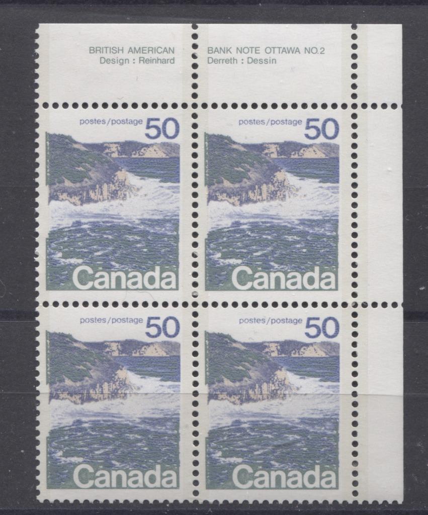 Canada #598a (SG#706a) 50c Seashore 1972-1978 Caricature Issue Type 2, Perf. 13.3, DF Paper Type 6 Plate 2 UR F-70 NH Brixton Chrome 