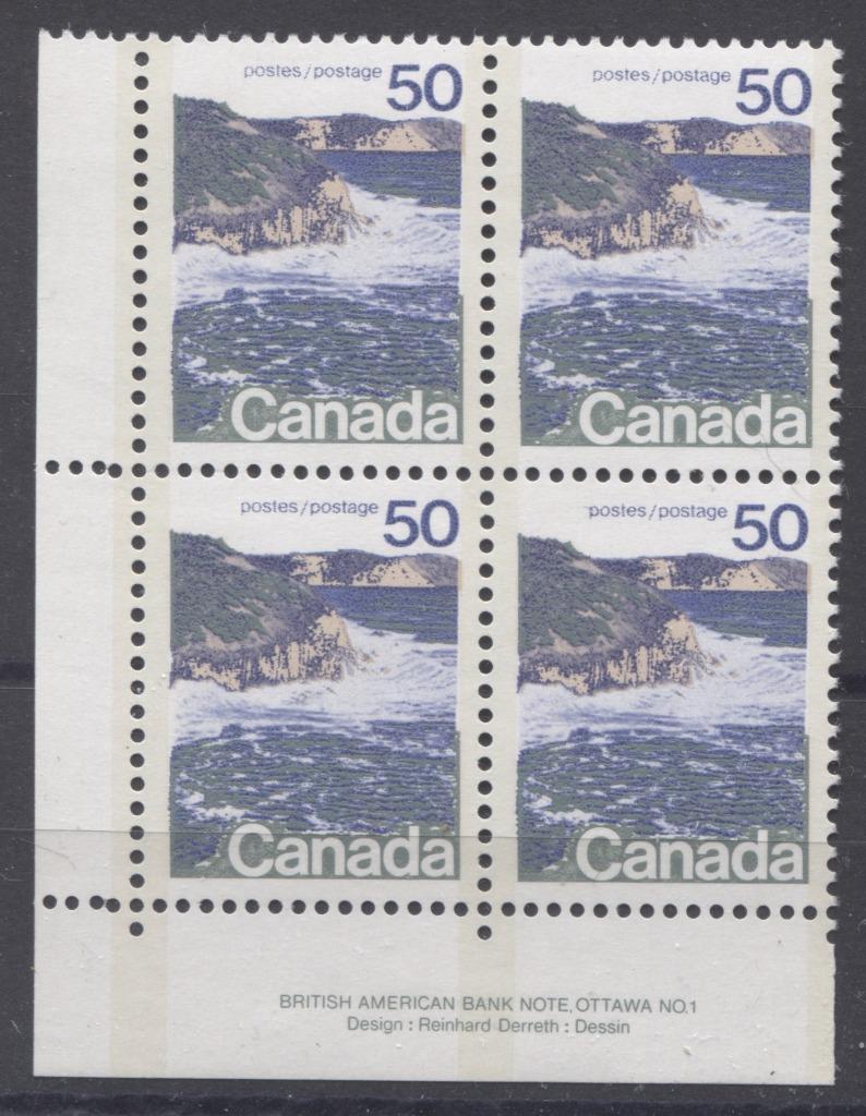 Canada #598iii (SG#706a) 50c Seashore 1972-1978 Caricature Issue Type 2, Perf. 12.5 x 12, Smooth Paper Type 1 Plate 1 LL VF-75 NH Brixton Chrome 